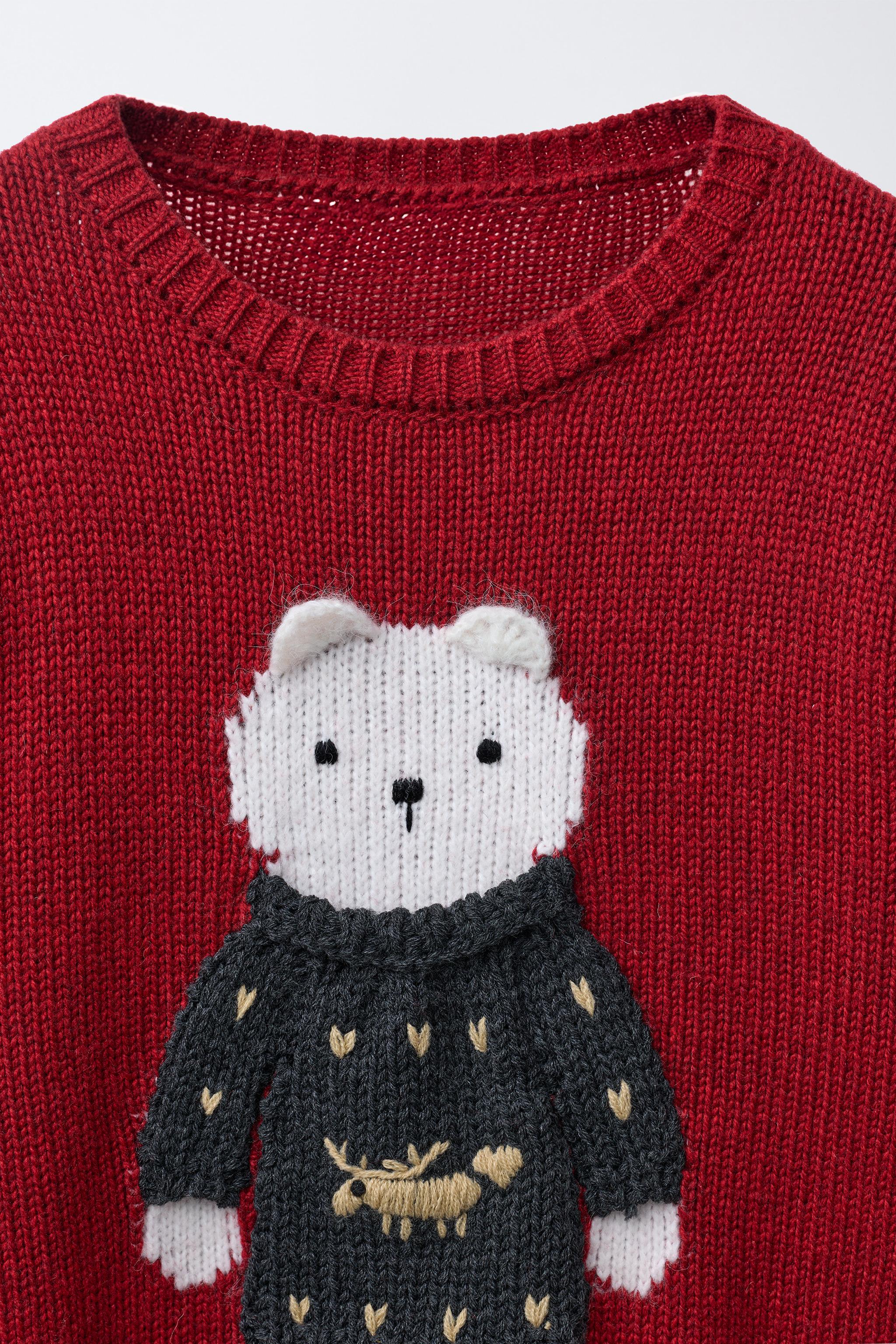 KNIT JUMPER WITH EMBROIDERED BEAR